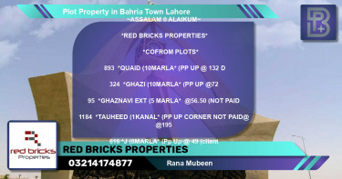 Residential Plot for Sale in Bahria Town, Lahore - (BP-75793)