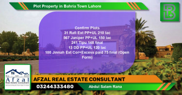 Residential Plot for Sale in Bahria Town, Lahore - (BP-75860)