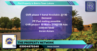 Residential Plot for Sale in Bahria Town, Lahore - (BP-76121)