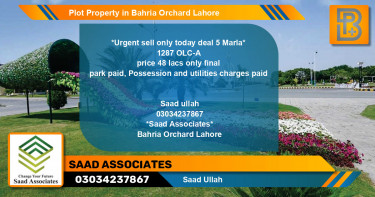 Residential Plot for Sale in Bahria Orchard, Lahore - (BP-76391)
