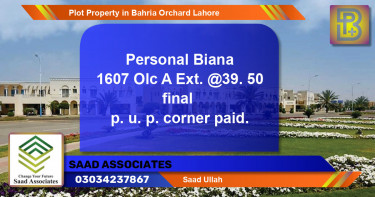 Residential Plot for Sale in Bahria Orchard, Lahore - (BP-76400)