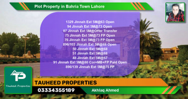 Residential Plot for Sale in Bahria Town, Lahore - (BP-76424)