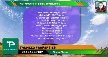 Residential Plot for Sale in Bahria Town, Lahore - (BP-76462)