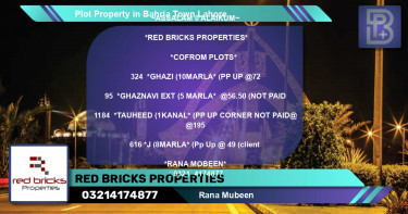 Residential Plot for Sale in Bahria Town, Lahore - (BP-76475)