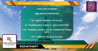 Residential Plot for Sale in Bahria Town, Lahore - (BP-76478)