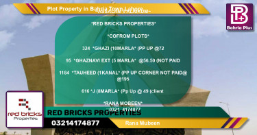 Residential Plot for Sale in Bahria Town, Lahore - (BP-76567)