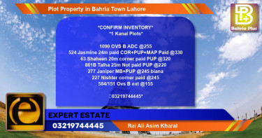 Residential Plot for Sale in Bahria Town, Lahore - (BP-76573)