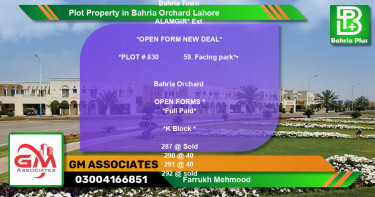 Residential Plot for Sale in Bahria Orchard, Lahore - (BP-76707)