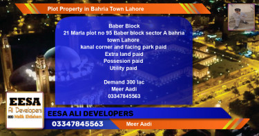 Residential Plot for Sale in Bahria Town, Lahore - (BP-76725)