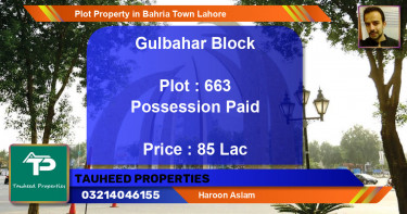 Residential Plot for Sale in Bahria Town, Lahore - (BP-76743)