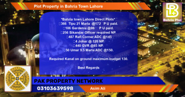 Residential Plot for Sale in Bahria Town, Lahore - (BP-76775)