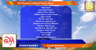 Residential Plot for Sale in Bahria Town, Lahore - (BP-76961)