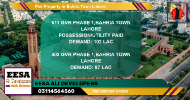 Residential Plot for Sale in Bahria Town, Lahore - (BP-77014)