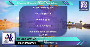 Commercial Property for Sale in Bahria Town, Lahore - (BP-77025)