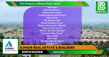 Residential Plot for Sale in Bahria Town, Lahore - (BP-77073)