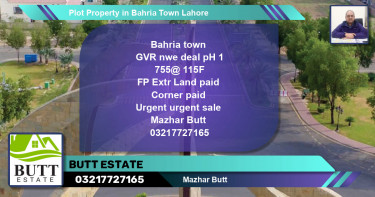 Residential Plot for Sale in Bahria Town, Lahore - (BP-77115)
