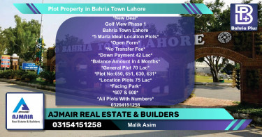 Residential Plot for Sale in Bahria Town, Lahore - (BP-77120)