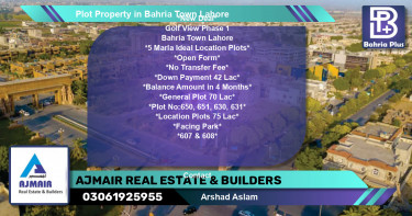 Residential Plot for Sale in Bahria Town, Lahore - (BP-77133)