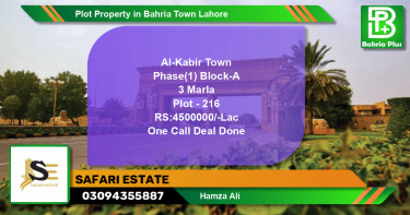 Residential Plot for Sale in Bahria Town, Lahore - (BP-77237)