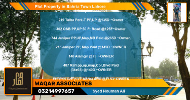 Residential Plot for Sale in Bahria Town, Lahore - (BP-77245)
