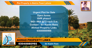 Residential Plot for Sale in Bahria Town, Lahore - (BP-77455)