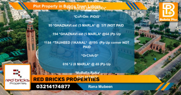 Residential Plot for Sale in Bahria Town, Lahore - (BP-77553)