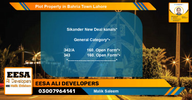 Residential Plot for Sale in Bahria Town, Lahore - (BP-77599)