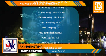 Residential Plot for Sale in Bahria Town, Lahore - (BP-77675)