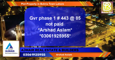 Residential Plot for Sale in Bahria Town, Lahore - (BP-77906)