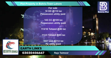 Residential Plot for Sale in Bahria Town, Lahore - (BP-77967)