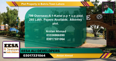 Residential Plot for Sale in Bahria Town, Lahore - (BP-78013)