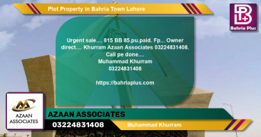 Residential Plot for Sale in Bahria Town, Lahore - (BP-78166)
