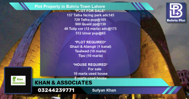 Residential Plot for Sale in Bahria Town, Lahore - (BP-78217)