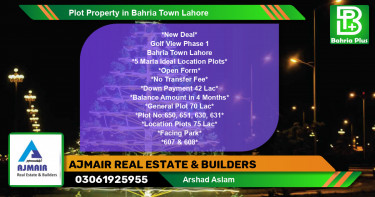 Residential Plot for Sale in Bahria Town, Lahore - (BP-78355)