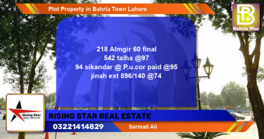 Residential Plot for Sale in Bahria Town, Lahore - (BP-78399)