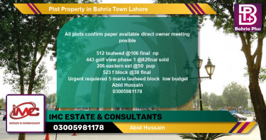 Residential Plot for Sale in Bahria Town, Lahore - (BP-78444)