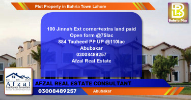 Residential Plot for Sale in Bahria Town, Lahore - (BP-78474)