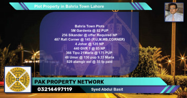 Residential Plot for Sale in Bahria Town, Lahore - (BP-78561)