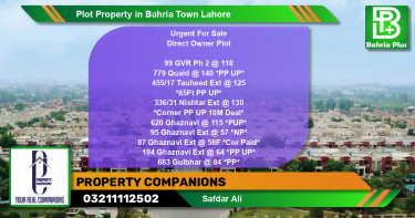 Residential Plot for Sale in Bahria Town, Lahore - (BP-78714)