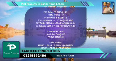 Commercial Plot for Sale in Bahria Town, Lahore - (BP-78726)