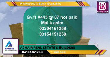 Residential Plot for Sale in Bahria Town, Lahore - (BP-78870)