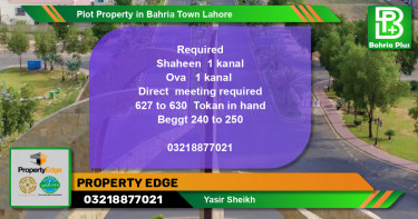 Residential Plot for Sale in Bahria Town, Lahore - (BP-78872)