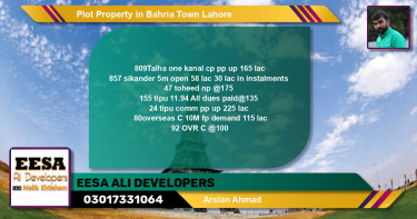 Residential Plot for Sale in Bahria Town, Lahore - (BP-78964)