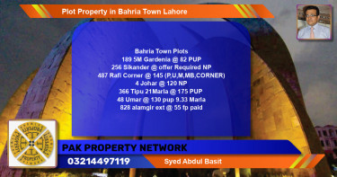 Residential Plot for Sale in Bahria Town, Lahore - (BP-78980)
