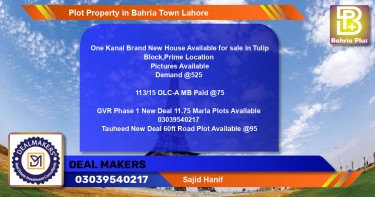 Residential Plot for Sale in Bahria Town, Lahore - (BP-78984)