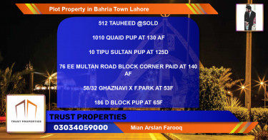 Residential Plot for Sale in Bahria Town, Lahore - (BP-78994)