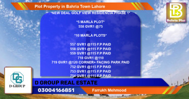 Residential Plot for Sale in Bahria Town, Lahore - (BP-79088)