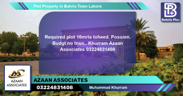 Residential Plot for Sale in Bahria Town, Lahore - (BP-79192)