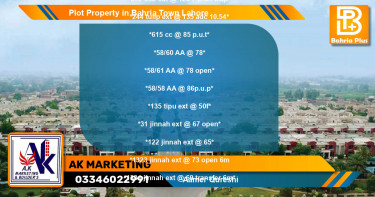 Residential Plot for Sale in Bahria Town, Lahore - (BP-79245)