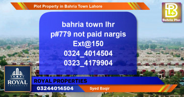 Residential Plot for Sale in Bahria Town, Lahore - (BP-79250)